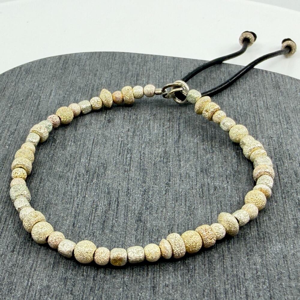 Beaded Cord Bracelet Earthy Textured Beads Adjustable Boho Chic Minimalist Gift
